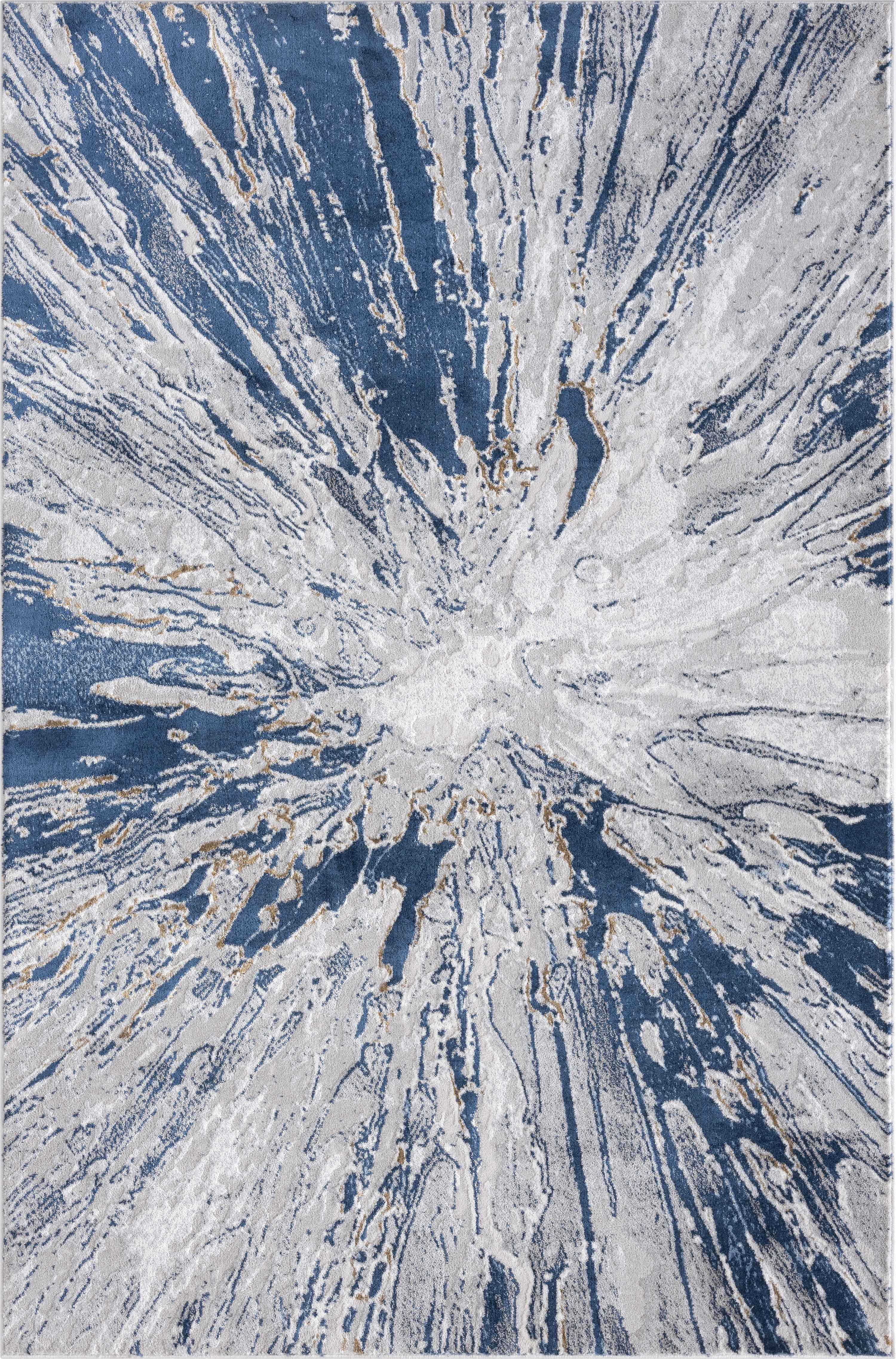 Abani Regal Collection Elegant Modern 5' x 8' Grey Blue Splash Area Rug ...
