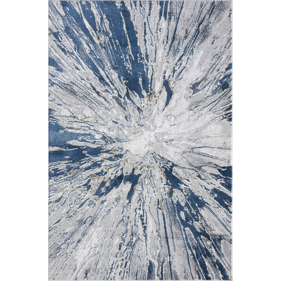 Abani Regal Collection Elegant Modern 6' x 9' Grey Blue Splash Area Rug