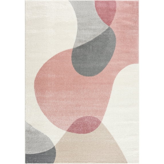 Abani Rugs Deco DEC120A Cream Pink Mid Century Area Rug 5'3" x 7'6" - Pink