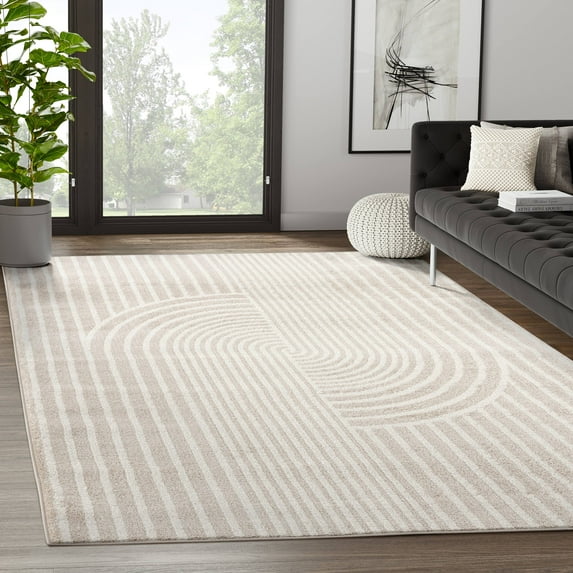 Abani Rugs Nuevo Beige Arch Pattern Knot Area Rug 8'11" x 12' - Cream
