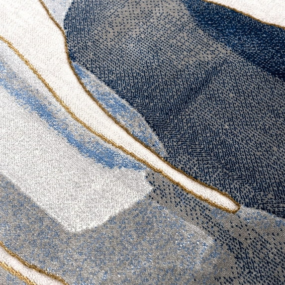 Abani Rugs Regal REG130A Blue Grey Asymmetric Circles Area Rug 5'3" x 7'6" - Grey