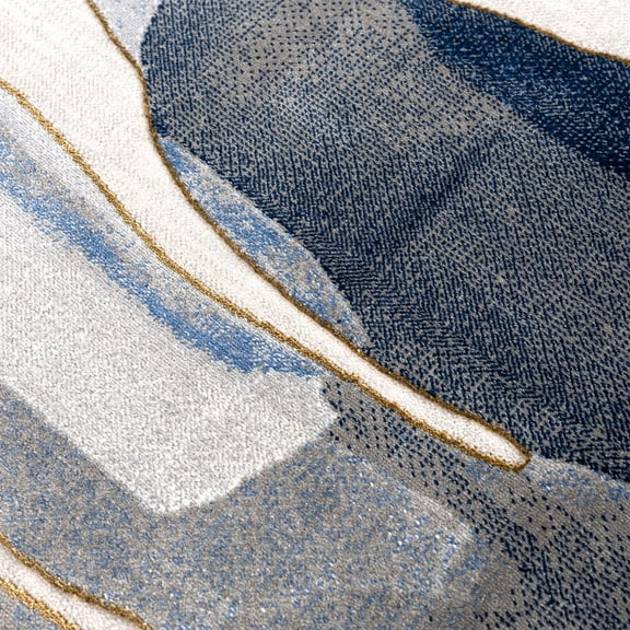 Abani Rugs Regal REG130A Blue Grey Asymmetric Circles Area Rug 5'3" x 7'6" - Grey
