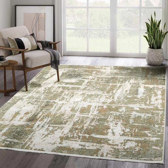 Abani Savoy 5x8 Green Contemporary Abstract Area Rug Power-Loomed