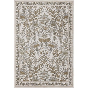 Abani Savoy Garden Floral 8x10 Area Rug Beige Botanical Oriental