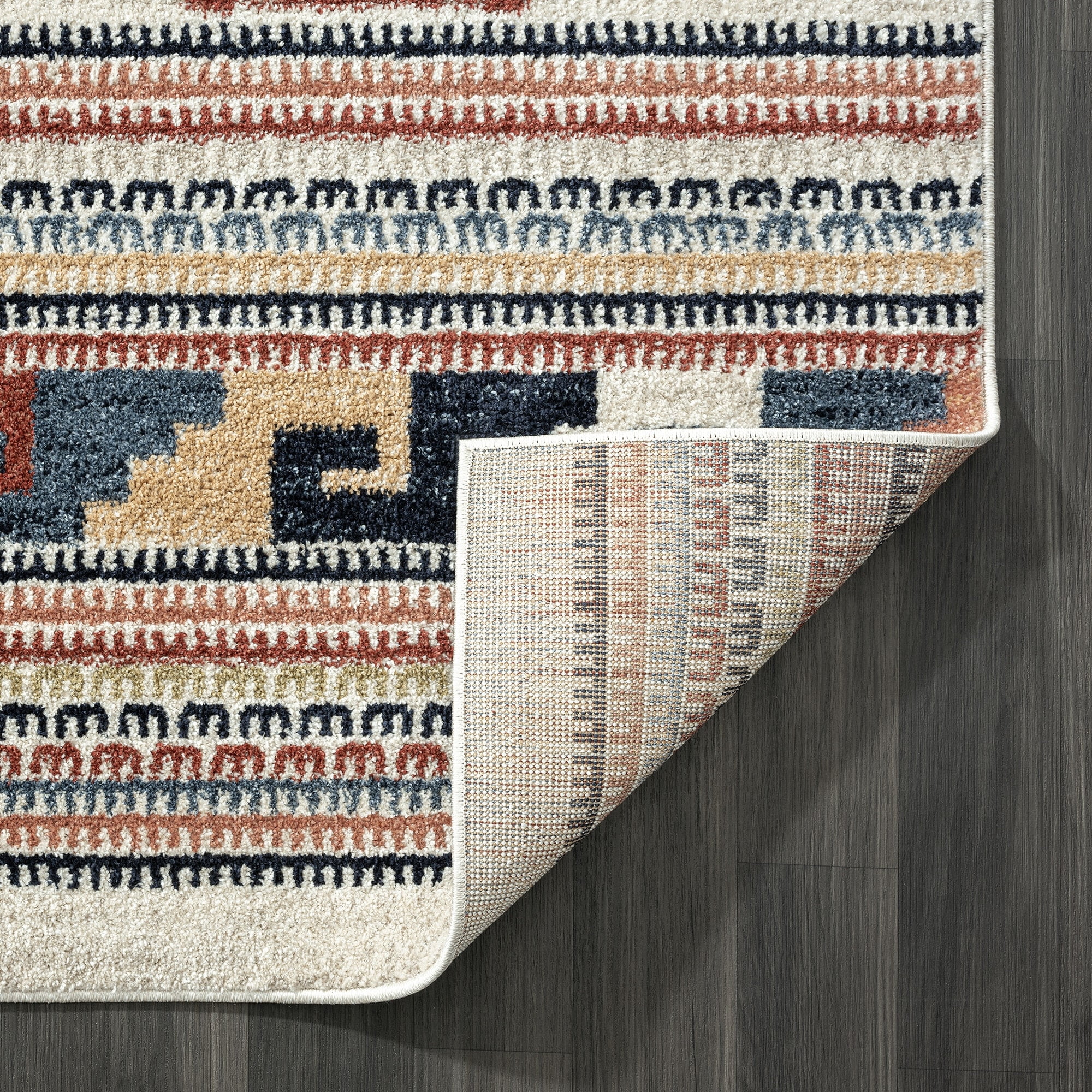 Sedona Red and Beige Diamond Pattern Synthetic Area Rug