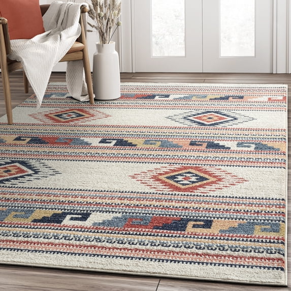 Abani Sedona Collection Area Rug Mid Century Modern Bedroom Living Room Decor Floor Rug 8 x 10 Cream