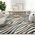 Abani Terra Area Rug for Living Room, Bedroom Zebra Pattern Black Cream 6' x 9' Durable