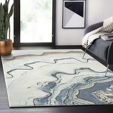 Abani Venus Collection Contemporary 4' x 6' Grey Blue Stone Area Rug