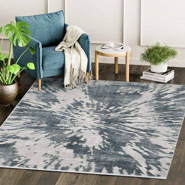 Abani Vista Collection Modern 5'3" x 7'6" Grey Abstract Splash Area Rug