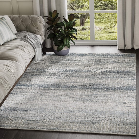 Abani Vista Collection Modern 6' x 9' Grey Ivory Mesh Area Rug