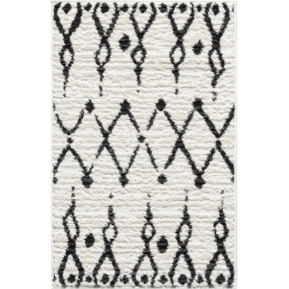 Abani Viva Black Moroccan Tribal Area Rug 2x3 Geometric Pattern