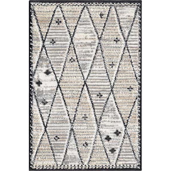Abani Viva Grey Moroccan Tribal Area Rug 2x3 Diamond Pattern