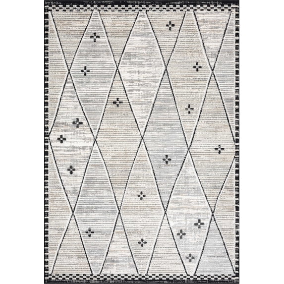 Abani Viva Grey Moroccan Tribal Area Rug 4x6 Diamond Pattern