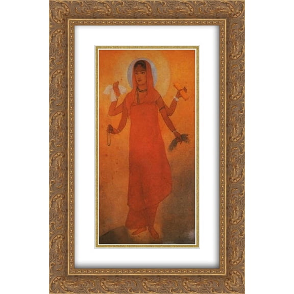 Abanindranath Tagore 2x Matted 18x24 Gold Ornate Framed Art Print 'Bharat Mata (Mother India)'