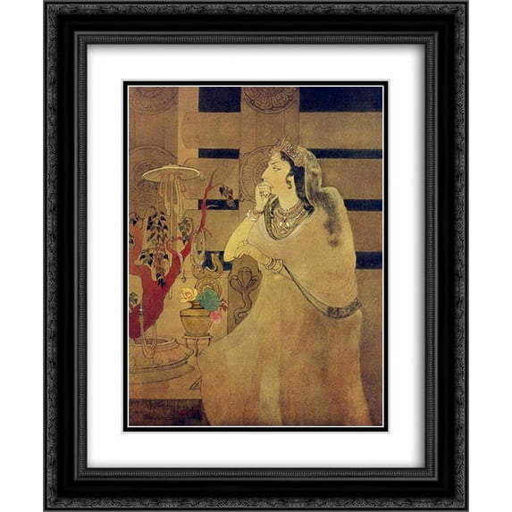Abanindranath Tagore 2x Matted 20x24 Black Ornate Framed Art Print 'Asoka's Queen'
