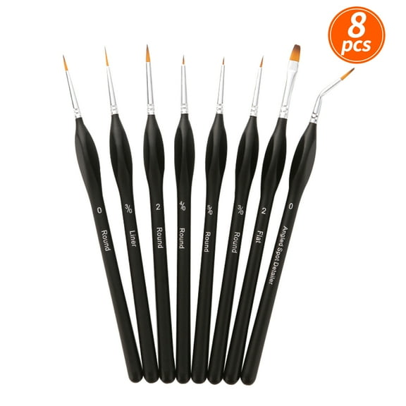 Abanopi 8pcs Professional Detail Paint Brushes Set Miniature Fine Tiny Artist Brushes Nylon Hair Wooden Handle Paintbrush for Acrylic Oil Watercolor Nail Face Detailing Rock Model Art Painting