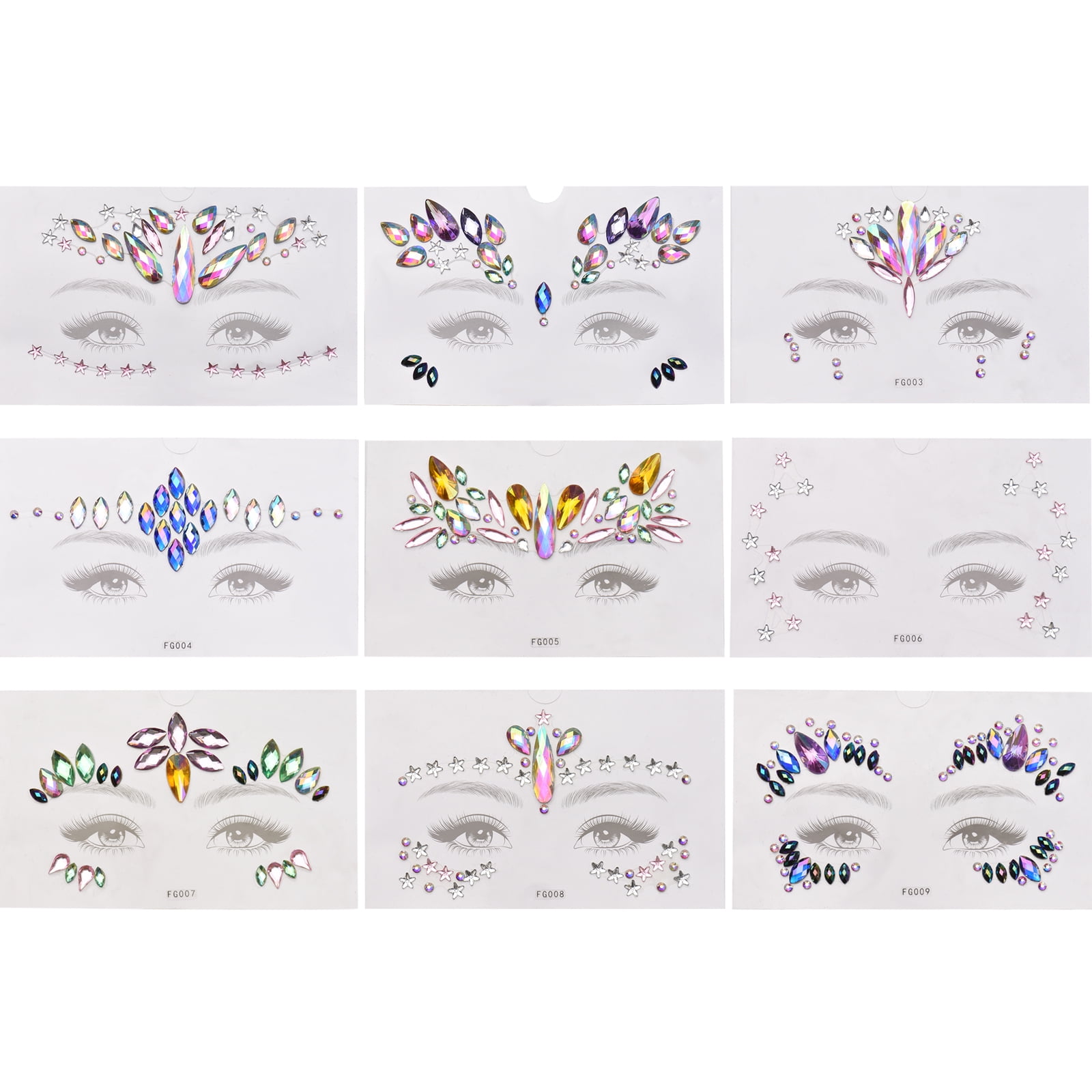 Rhinestone Stickers 2475 PCS, Nicpro Self Adhesive Face Gems Stick on Body  Jewels Crystal in 3 Size 15 Colors,15 Embellishments Sheet for Decorations
