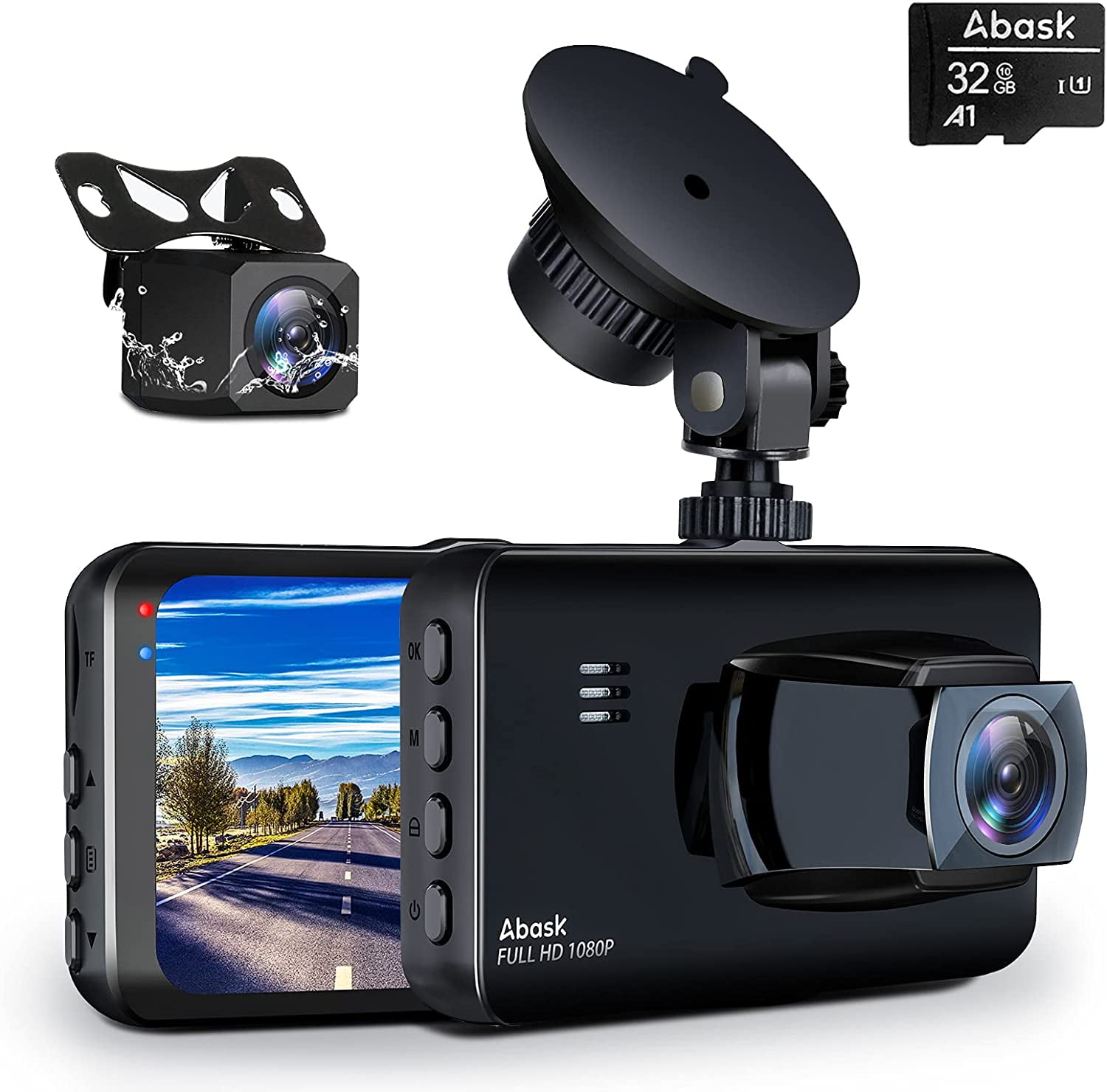 Avokadol Dash Cam Front and Rear,Dual Car Camera with 32G SD Card 4''IPS  Touch Screen,1080P Dashboard Camera for Cars & Trucks,Waterproof Rear