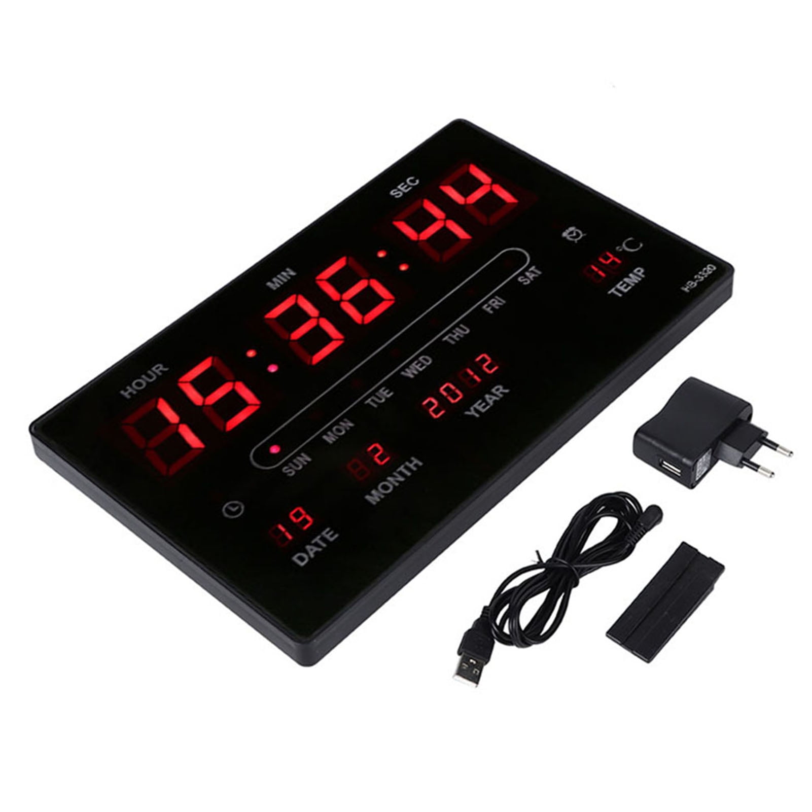 Abastado LED Digital Calendar Clock with Temperature Display, 110220V EU Plug, Modern