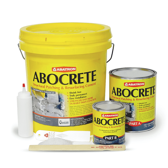 ABATRON Abocrete Kit - Self-Leveling Concrete Epoxy Patching and Filling Compound - Concrete Repair and Cement Crack Filler Kit - Light Gray (Sand Included, 1.25 GAL)
