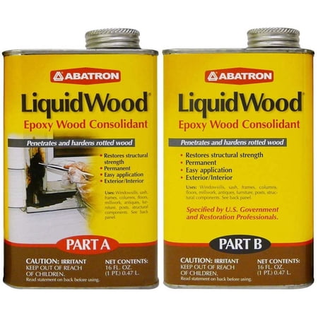 Abatron LiquidWood Kit - 2 Quarts - 2-Part Structural Wood Epoxy Resin - Wood Hardener and Consolidant - Perfect Primer for WoodEpox Epoxy Wood Filler