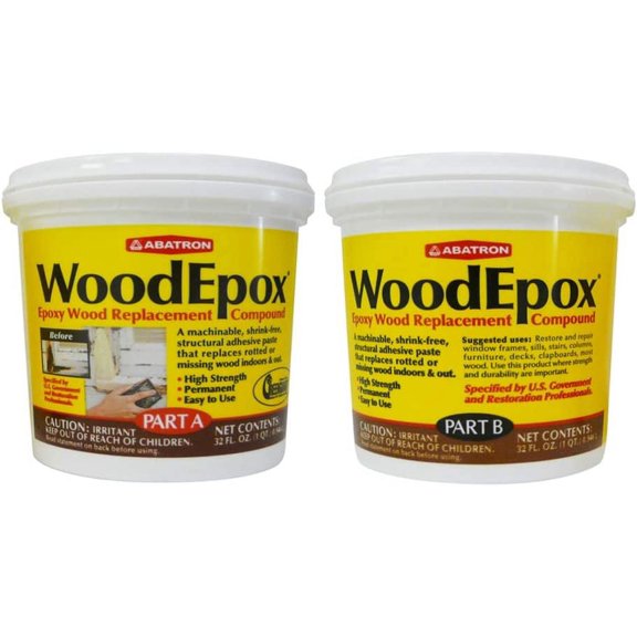 Abatron WoodEpox Kit - 2 Quart - 2-Part Structural Epoxy Adhesive Filler - Wood Filler Putty