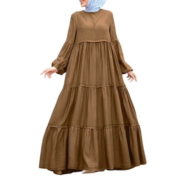 Abaya Dress for Elegant Women's Robe Batwing Sleeve Loose Fit Round Neck Long Prayer Dress Abaya Garment