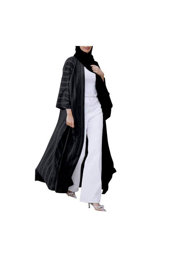 Abaya Dress for Fashion Ethnic Kimono Abaya Cardigan Robe Kaftan with Pockets for Women Dress