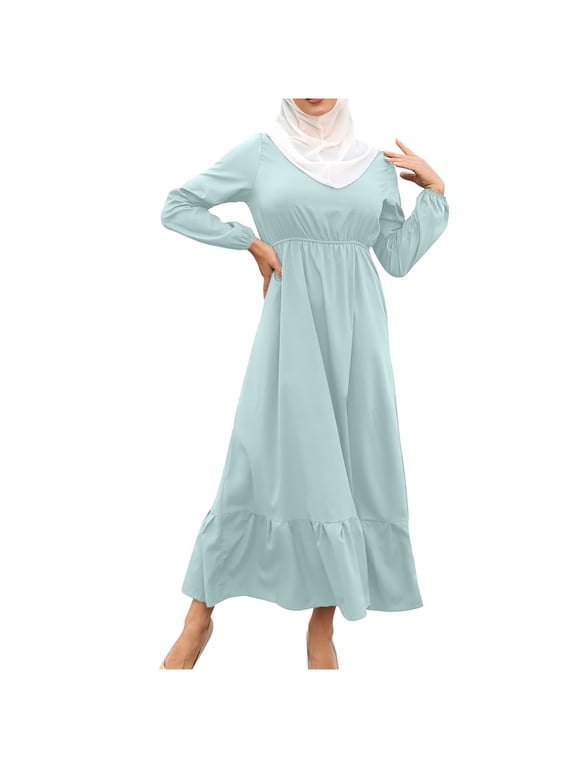 Abaya Dress for Women Summer High Waist Kaftan Gown Maxi Dubai Moroccan Arabic Afghan Kaftan Dress Long Muslim Dress