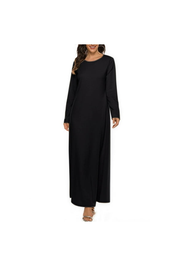 Abaya for Women Muslim Dress One Piece Long Sleeve Prayer Dress Islamic Robe Arabian Kaftan Maxi Gown