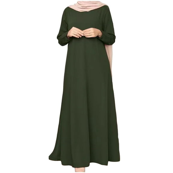 Abaya for Women Muslim Prayer Eid Ramadan Modest Dress Middle East Arabian Islamic Long Dubai Solid Caftan Robe