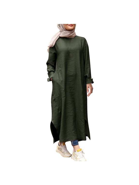 Abayas for Women Dress, One-Piece Long Sleeve Prayer Dress, Khimar Jilbab Kaftan Clothes, Size L