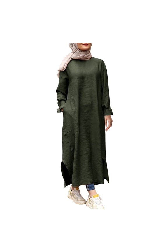 Abayas for Women Dress, One-Piece Long Sleeve Prayer Dress, Khimar Jilbab Kaftan Clothes, Size L