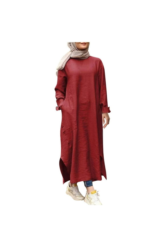 Abayas for Women Dress, One-Piece Long Sleeve Prayer Dress, Khimar Jilbab Kaftan Clothes, Size L
