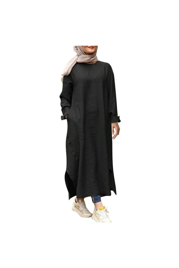 Abayas for Women Dress, One-Piece Long Sleeve Prayer Dress, Khimar Jilbab Kaftan Clothes, Size S