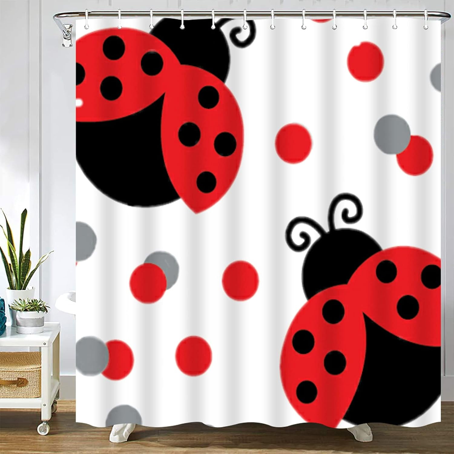 Abaysto Cute Red Ladybug Shower Curtain 72x72inch,Bath Curtains Bathroom  Decor Sets with Hooks - Walmart.com, image size:1500x1500