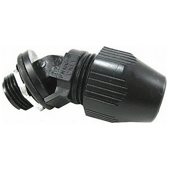 Conduit Fitting 45 Deg Elbow, 1-1/2 in, Liquid-Tight, Plastic, Plain, Black