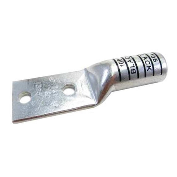 Two-Hole Compression Lug, 750 kcmil Max, 1/2 in Stud, Long Barrel, Copper, Black