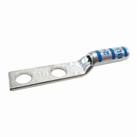 Two-Hole Compression Lug, 6 AWG Max, 1/4 in Stud, Long Barrel, Copper, Blue 54852BEPH