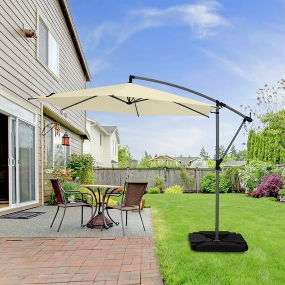 Abba Patio 10’ Malta Outdoor Hanging Offset Cantilever Umbrella for Patio, Beige