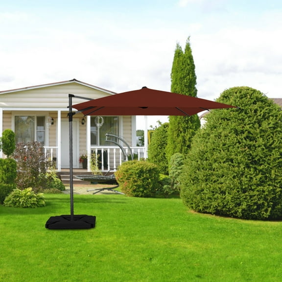 Abba Patio 10’ Maza Outdoor Hanging Offset Cantilever Umbrella for Patio, Dark Red