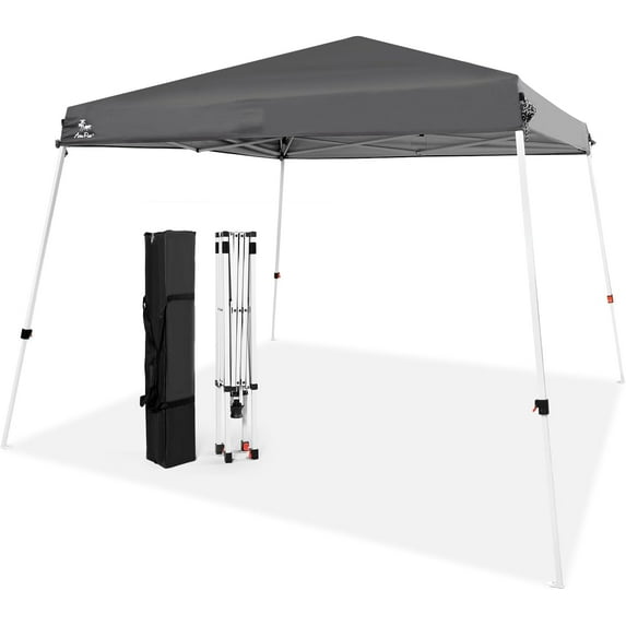 Abba Patio 10'x 10' Slant Leg Outdoor Pop Up Canopy w/ Carry Bag, Dark Grey