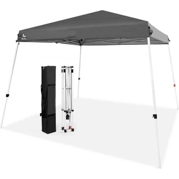 Abba Patio 10'x 10' Slant Leg Outdoor Pop Up Canopy w/ Carry Bag, Dark Grey
