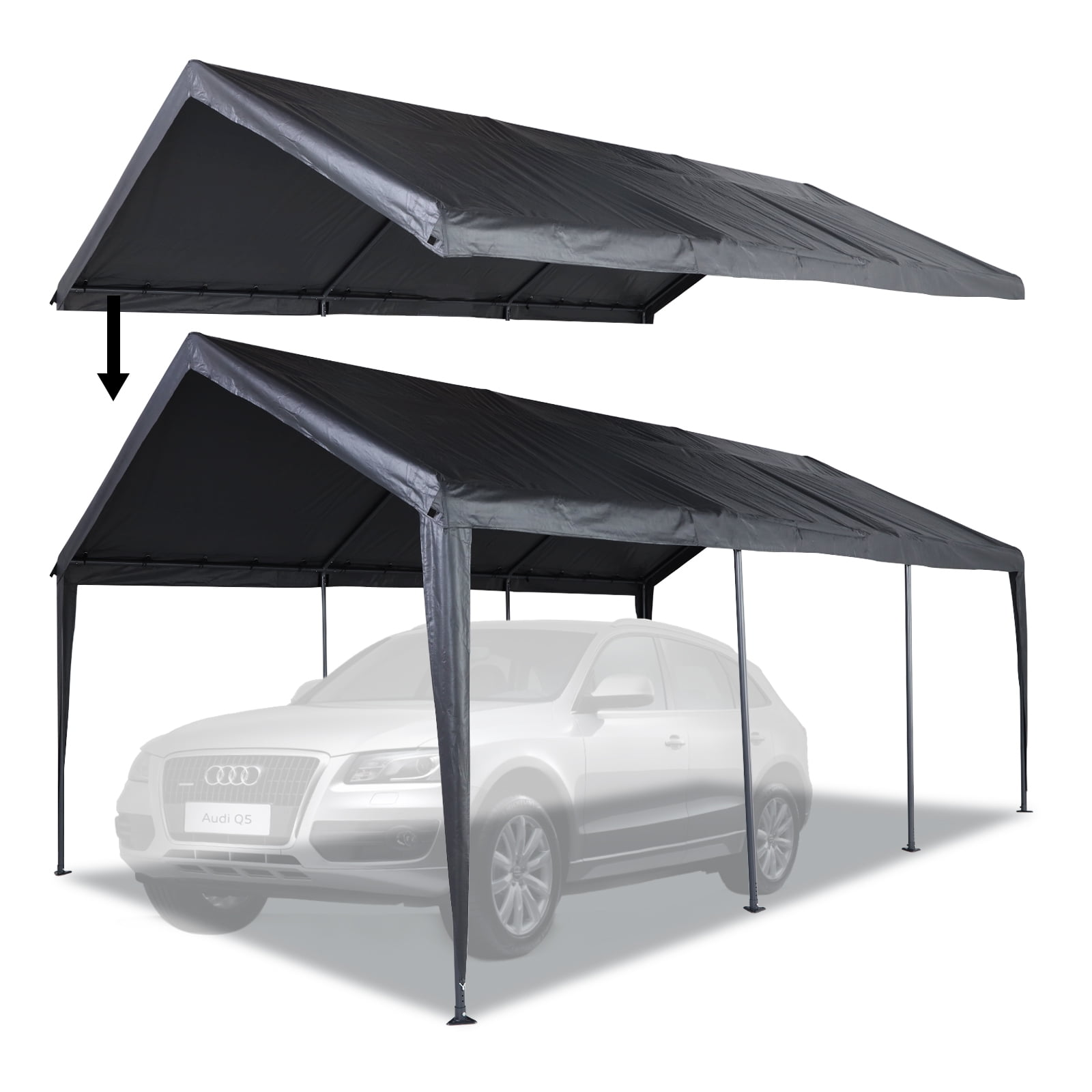 Abba Patio 10x20 ft Carport Replacement Canopy Top Cover, Grey