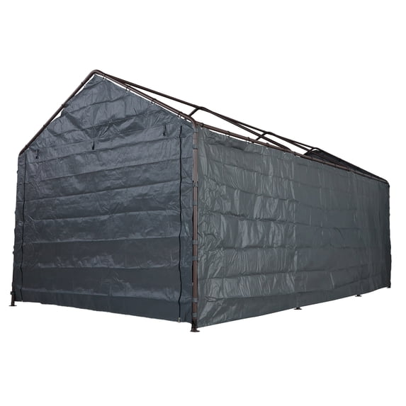 Abba Patio 10x20 ft Weather Carport Sidewall Tarp Replacement, Dark Grey- Top&Frame Not Included