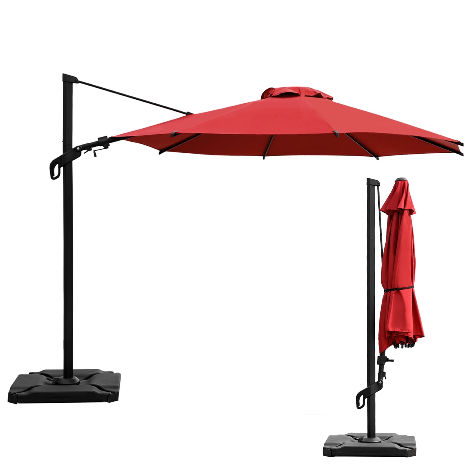 abba patio umbrella sku ap9386ctr Abba Patio 11’ Vienna Offset Hanging Outdoor Cantilever Patio Umbrella,  Dark Red