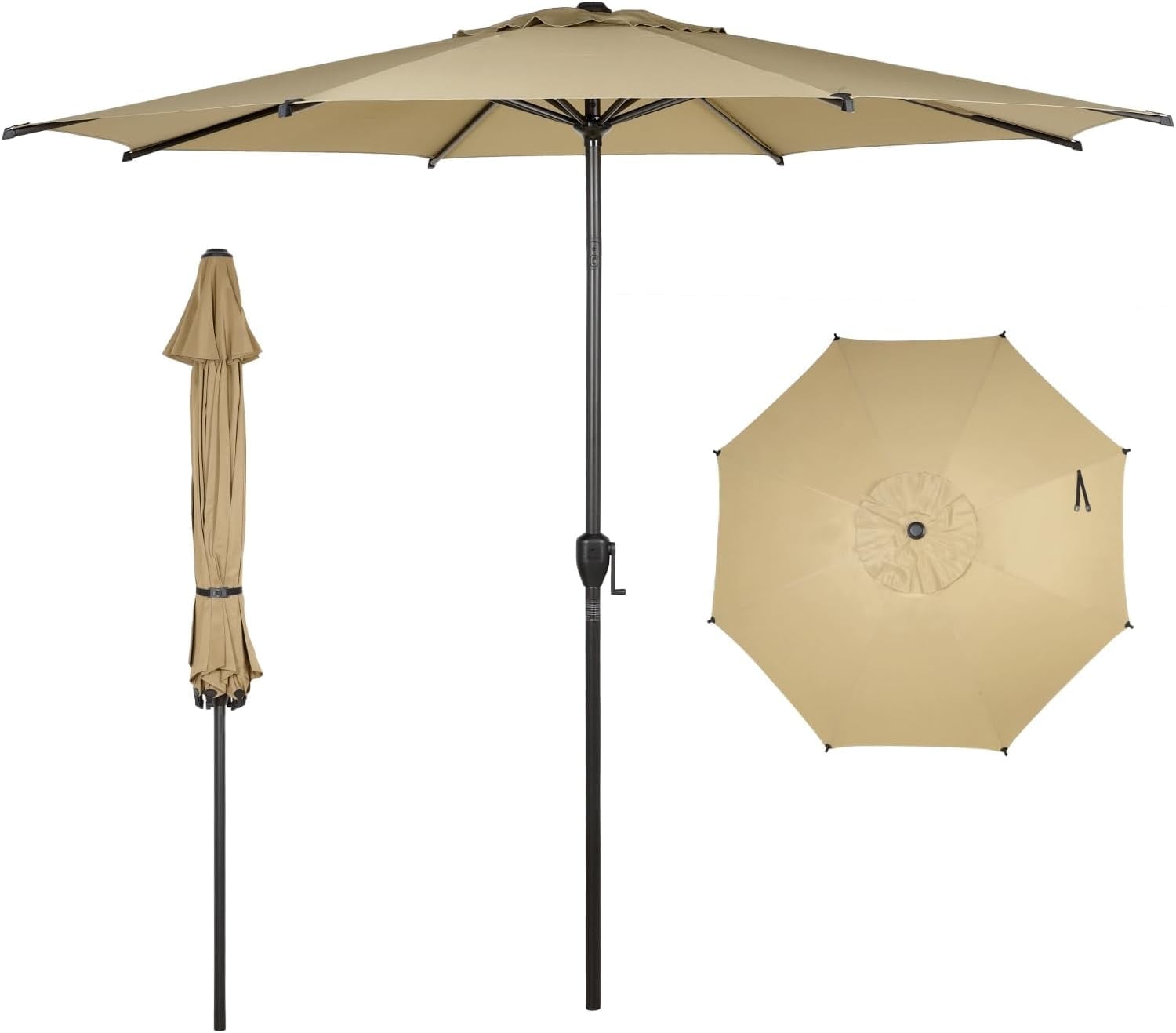 Abba Patio 11ft Outdoor  Patio Umbrella w/ Push Button Tilt and Crank, 8 Ribs, Brown