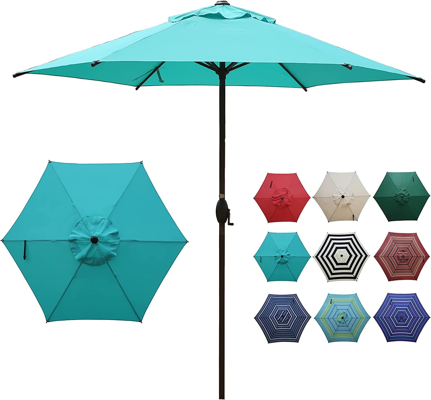 coral coast 9 ft steel market patio umbrella MF Studio 9ft Patio Umbrella with 8 Sturdy Ribs with Push Button Tilt/Crank  Outdoor Market Table Umbrellas Beige