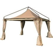 Abba Patio 12' x 12' Outdoor Patio Gazebo, Soft Top Fully Enclosed Outdoor Shelter w/ Mosquito Netting, Brown