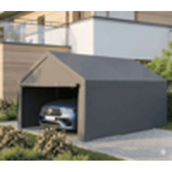 Abba Patio 12x20 ft Carport, Large Heavy Duty Car Tent Canopy w/ Sidewalls & Doors, Gray